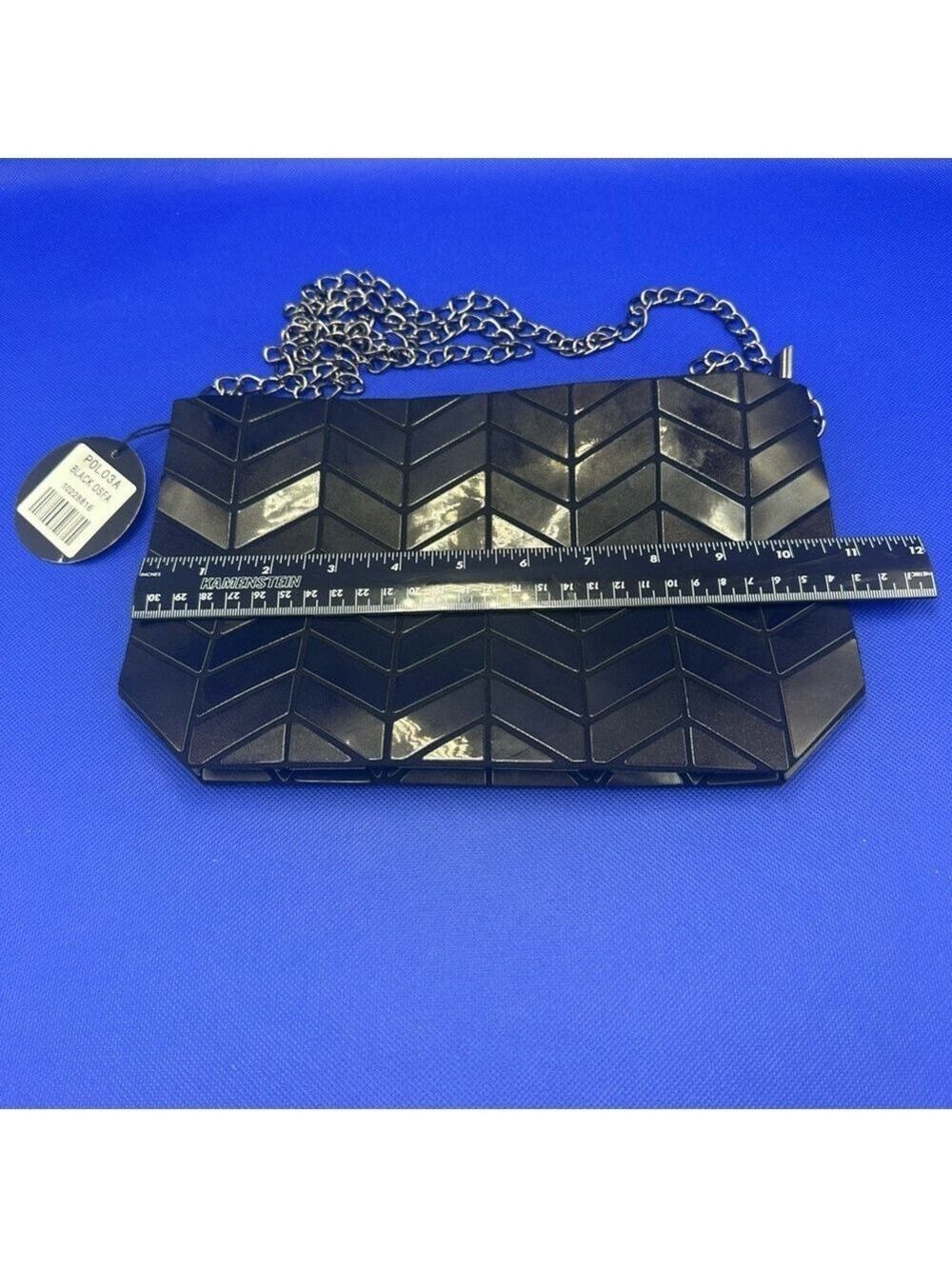 Patrizia Luca Geometric Crossbody Bag Clutch Purse Black Shimmer NWT - Picture 10 of 15